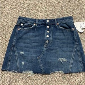 Distressed Free People Mini Denim Skirt
